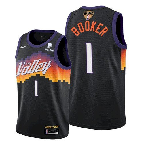 Men's Phoenix Suns #1 Devin Booker 2021 Black NBA Finals City Edition Stitched Jersey Men's Phoenix Suns #1 Devin Booker 2021 Black NBA Finals City Edition Stitched Jersey